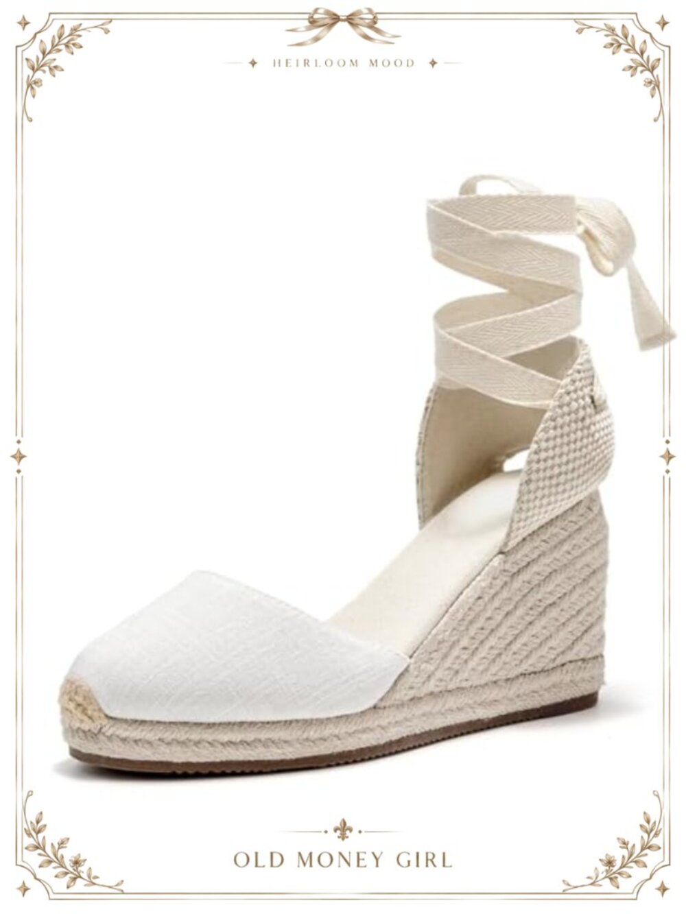 Women's Canvas Wedge Sandals Ankle Strap Lace-Up 3" Heel Espadrille Summer